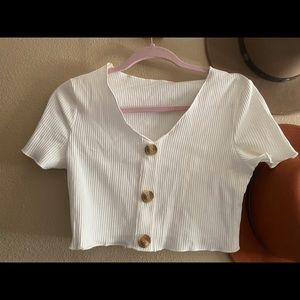 Faux button down crop